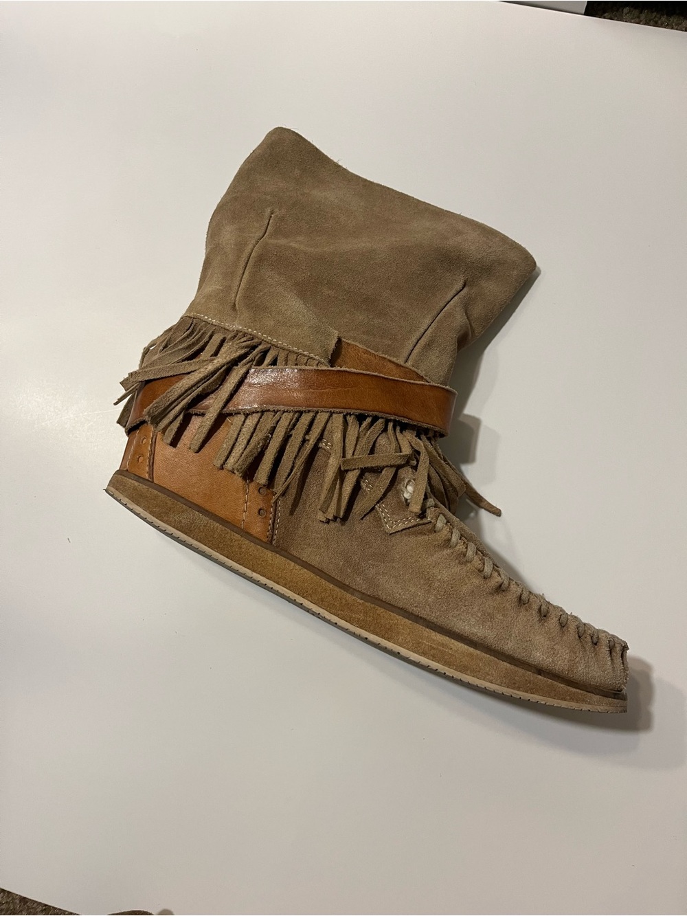 El Vaquero Apache Fringe Moccasin Boots | EU 40 US 9 | Handmade Italian Suede - Picture 11 of 11